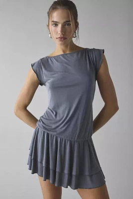 Motel Lalana Boxy Drop Waist Tiered Mini Dress