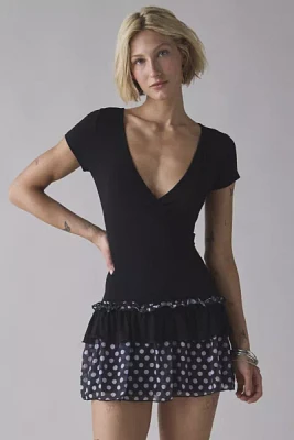Motel Navya Ruffle Wrap Drop Waist Mini Dress