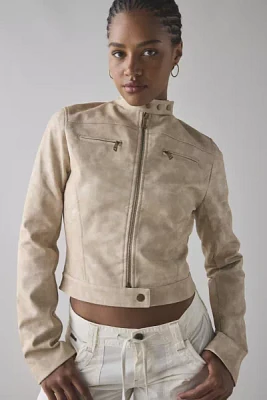 Lioness Bella Faux Leather Cropped Moto Jacket