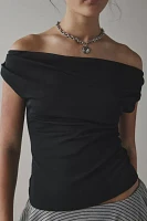 UO Fia Mesh Off-The-Shoulder Crop Top