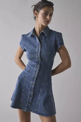 BDG For Keeps Seamed Button Front Denim Mini Dress