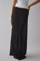 Lioness Ford Onyx Polka Dot Semi-Sheer Mesh Maxi Skirt