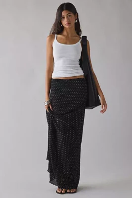 Lioness Ford Onyx Polka Dot Semi-Sheer Mesh Maxi Skirt