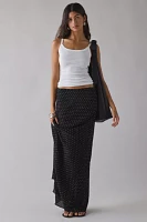 Lioness Ford Onyx Polka Dot Semi-Sheer Mesh Maxi Skirt