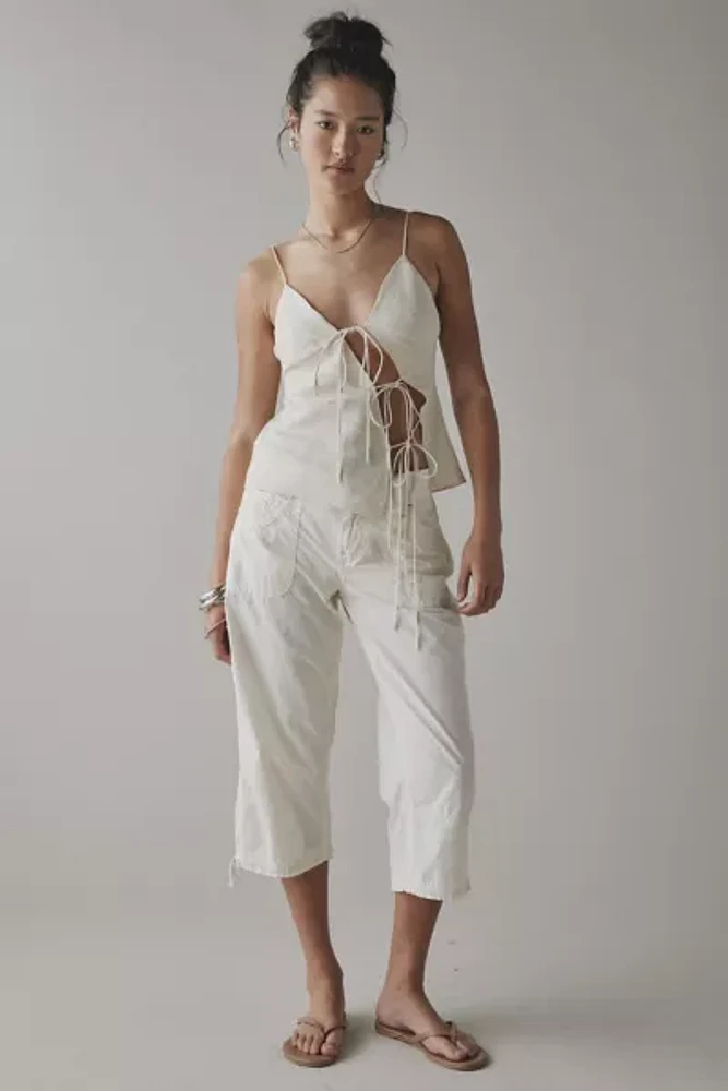 Lioness Mariah Linen-Blend Asymmetric Tie-Front Cami