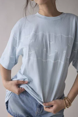 Anchors Graphic Oversized Cotton T-Shirt Dress