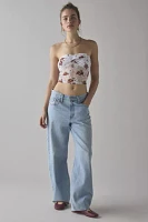 ReMADE By UO Remnants Twist-Front Floral Lace Tube Top