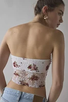ReMADE By UO Remnants Twist-Front Floral Lace Tube Top