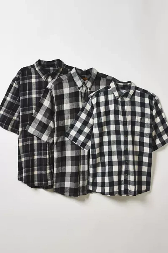 ReMADE By UO Check Pattern Short Sleeve Oversized Button-Down Shirt