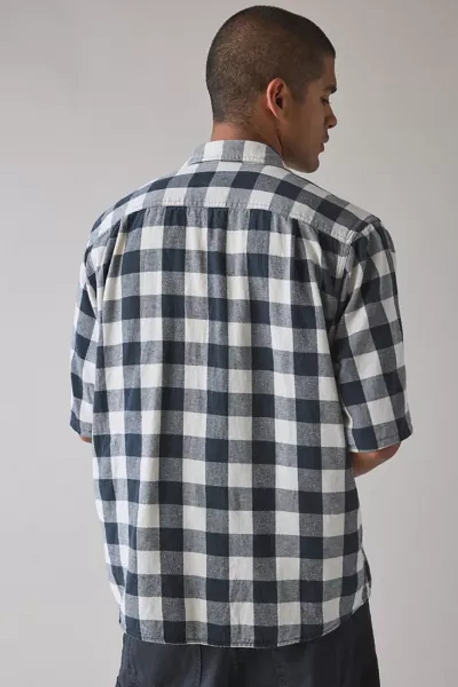 ReMADE By UO Check Pattern Short Sleeve Oversized Button-Down Shirt