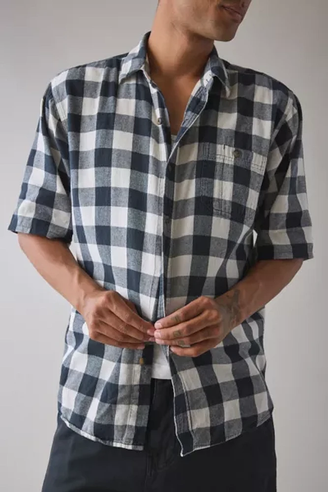 ReMADE By UO Check Pattern Short Sleeve Oversized Button-Down Shirt