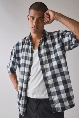 ReMADE By UO Check Pattern Short Sleeve Oversized Button-Down Shirt