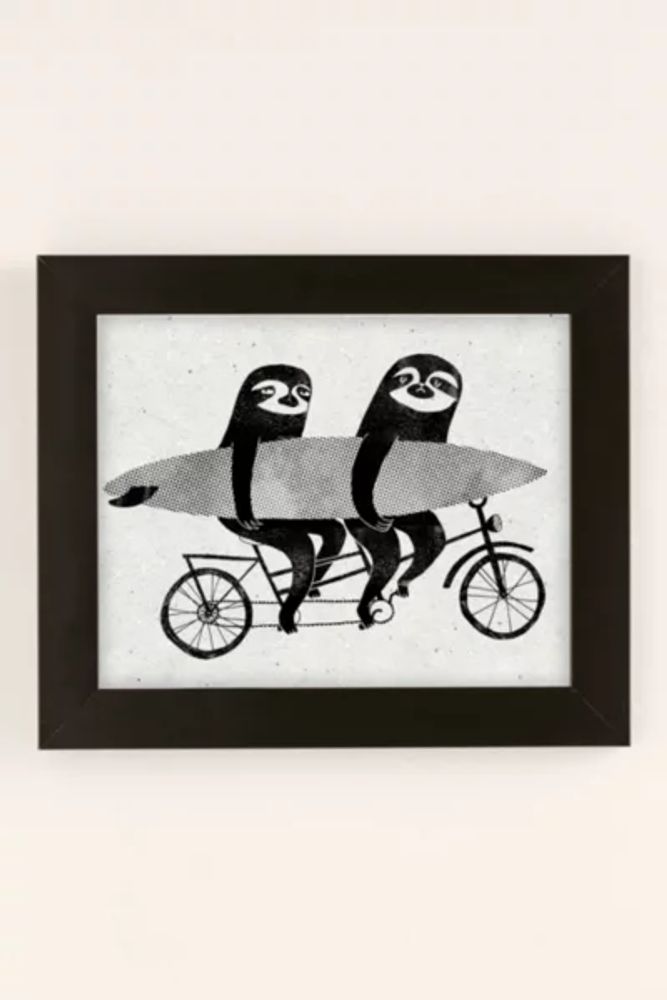 Surfing Sloth Tandem Art Print