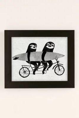 Surfing Sloth Tandem Art Print