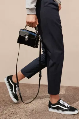 Faux Patent Leather Studded Crossbody Bag