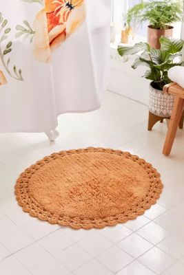 Round Crochet Trim Bath Mat