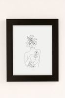 Nadja Line Art Woman With Flowers IV Print