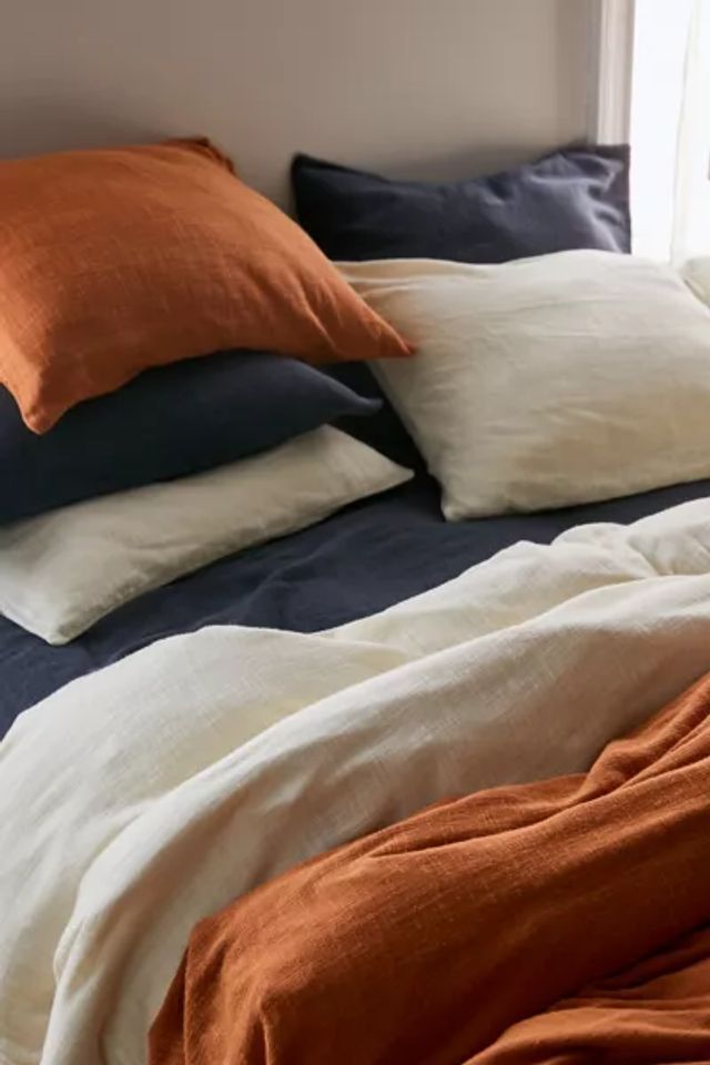 washed cotton slub duvet cover