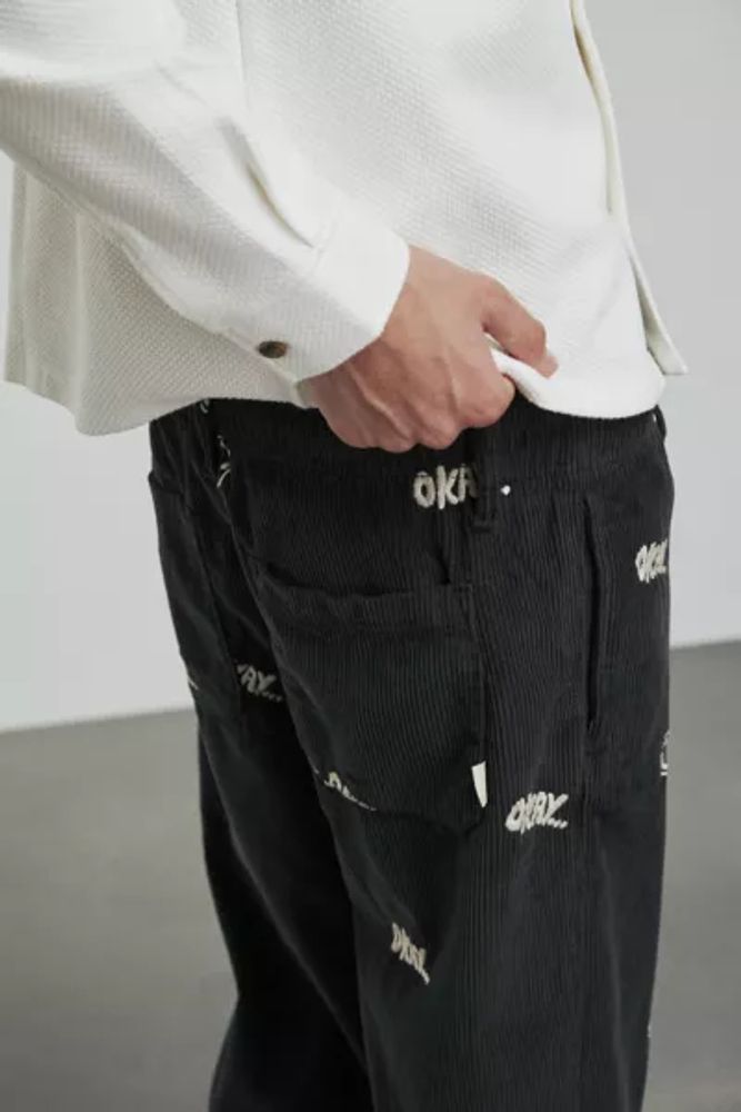 Urban Outfitters Uo Embroidered Corduroy Beach Pant In