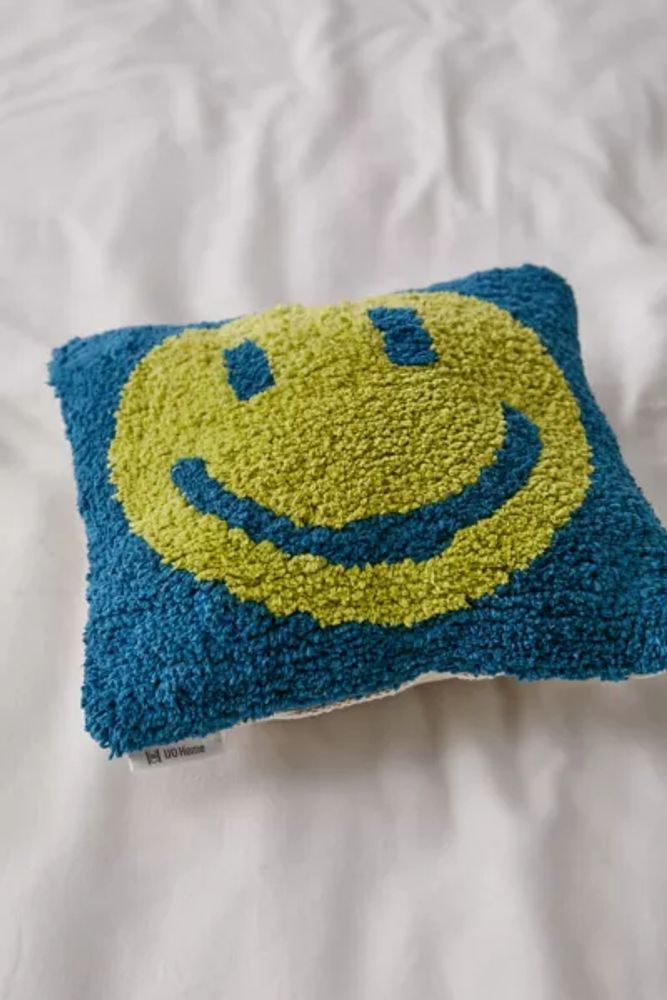 Happy Face Textured Mini Throw Pillow