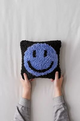 Happy Face Tufted Mini Throw Pillow