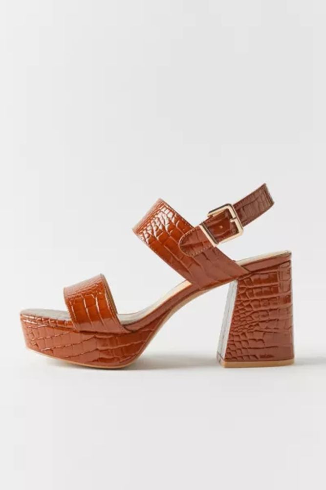 UO Rachel Croc Strappy Platform Heel