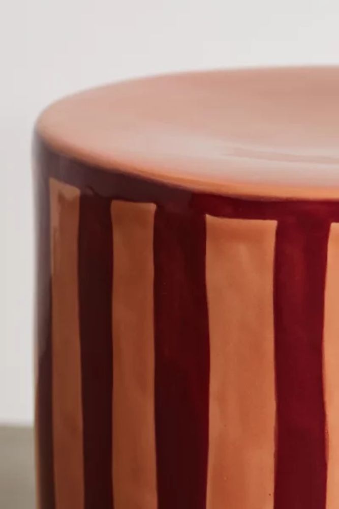 Striped Ceramic Indoor/Outdoor Side Table