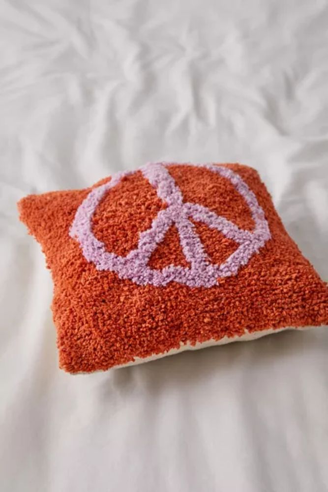 Peace Tufted Mini Throw Pillow