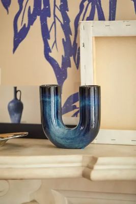 U-Shaped Reactive Ceramic Vase