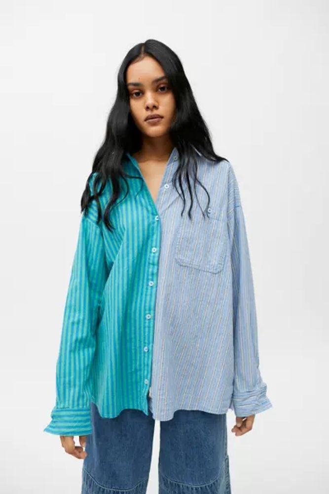 BDG Ollie Spliced Stripe Button-Down Shirt