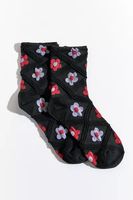 Quilted Floral Crew Sock
