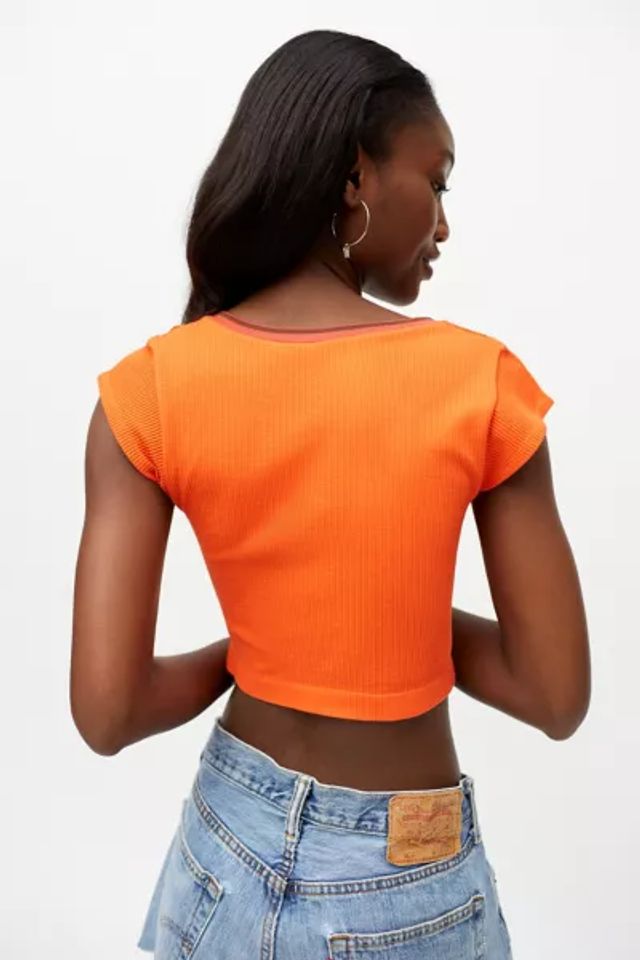 Out From Under Go For Gold Seamless Cropped Top in Orange