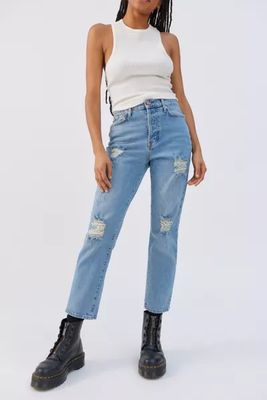 BDG High-Waisted Skinny Straight Jean — Distressed