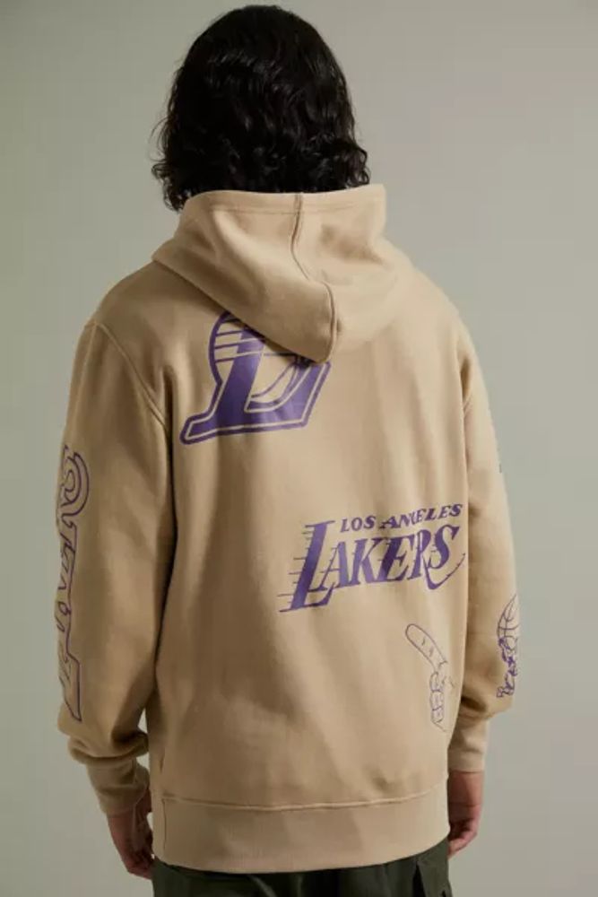 ULTRA GAME Los Angeles Lakers Tattooed Pullover Hoodie Sweatshirt Large Tan