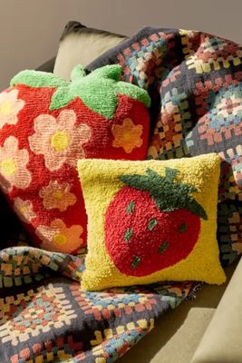 Strawberry Tufted Mini Throw Pillow