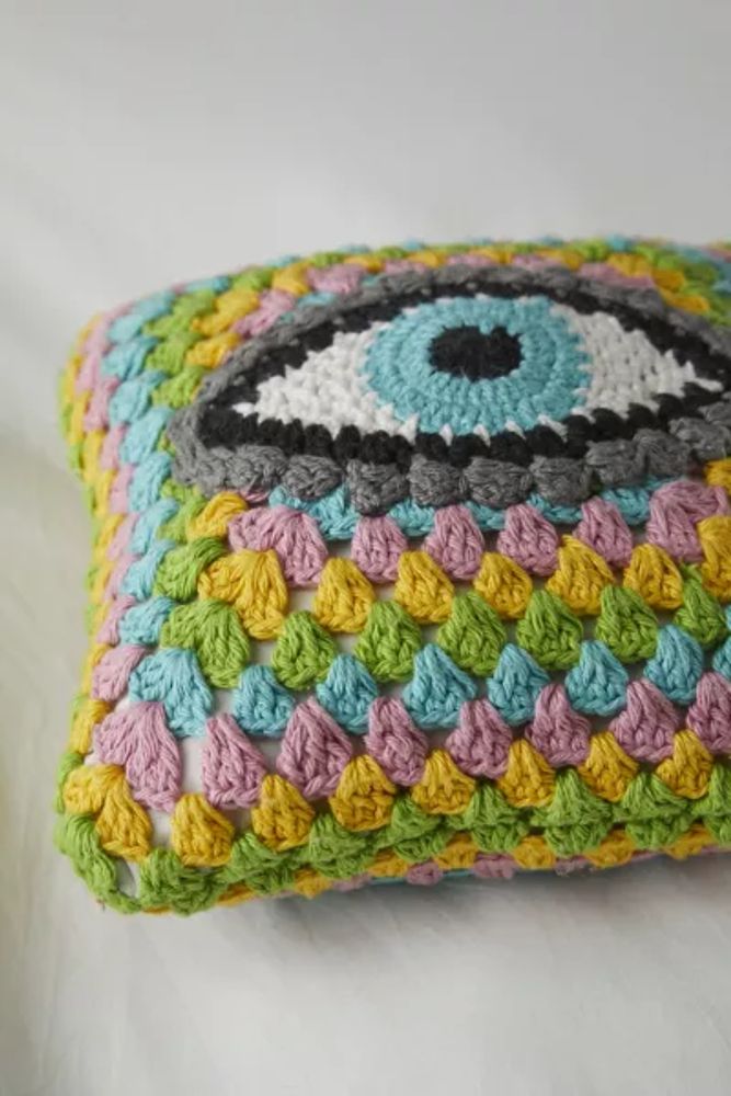 Mini Crochet Eye Throw Pillow