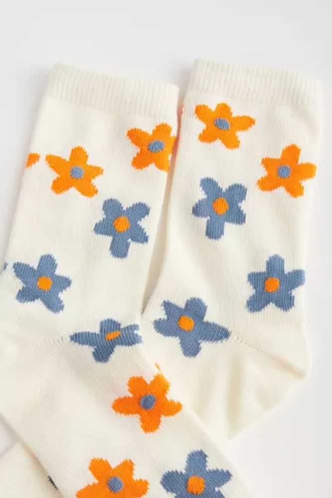 Flower Pattern Crew Sock