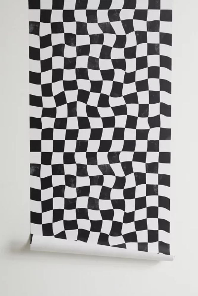 Avenie Warped Checkerboard Removable Wallpaper