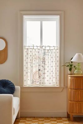 Cotton Canvas Delicate Floral Curtains (Set of 2)