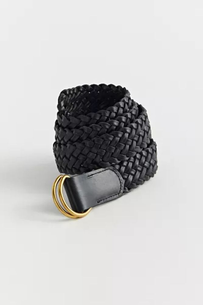 Woven Leather D-ring Belt