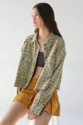BDG Joey Flannel Cropped Button-Down Shirt