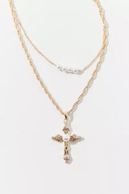 Pearl Cross Layer Necklace