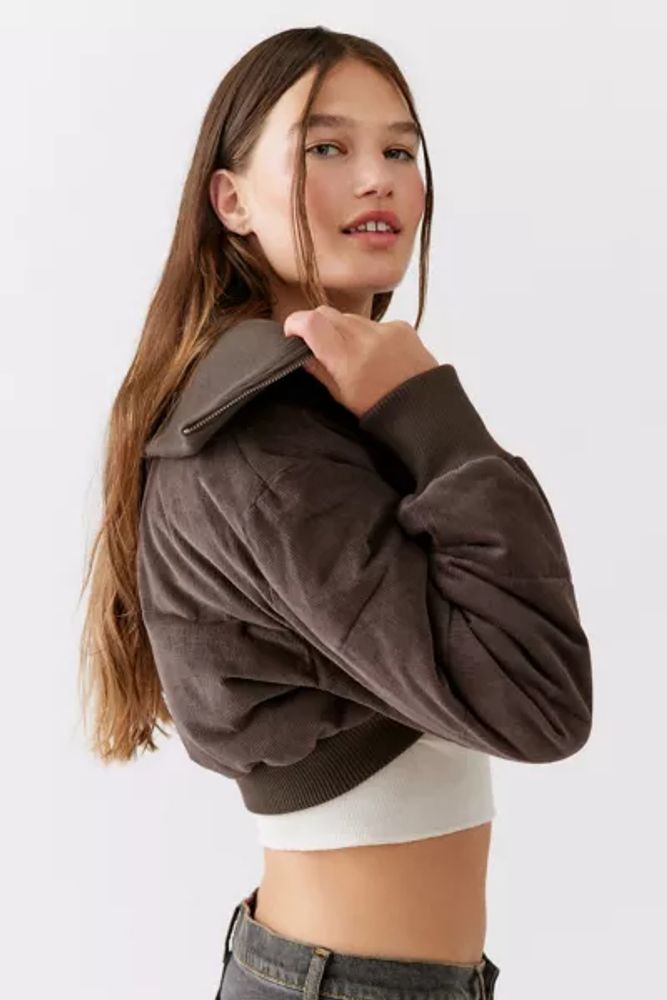 UO Lily Corduroy Cropped Puffer Jacket