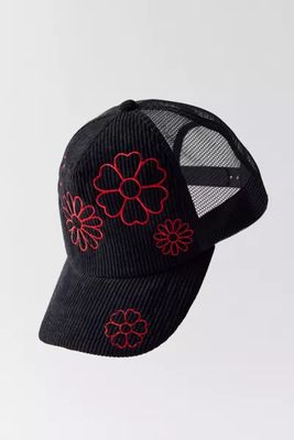 Embroidered Corduroy Trucker Hat