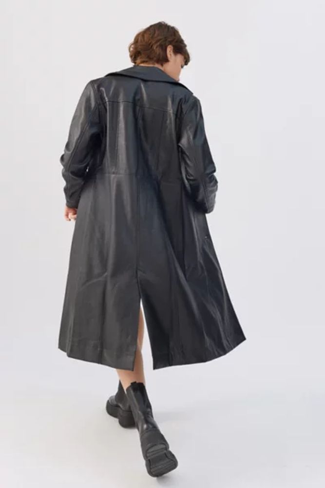 UO Lara Faux Leather Overcoat