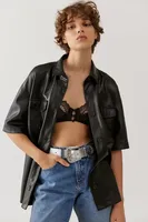 UO Misty Faux Leather Shirt Jacket