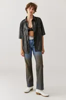 UO Misty Faux Leather Shirt Jacket