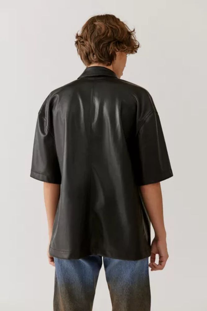 UO Misty Faux Leather Shirt Jacket