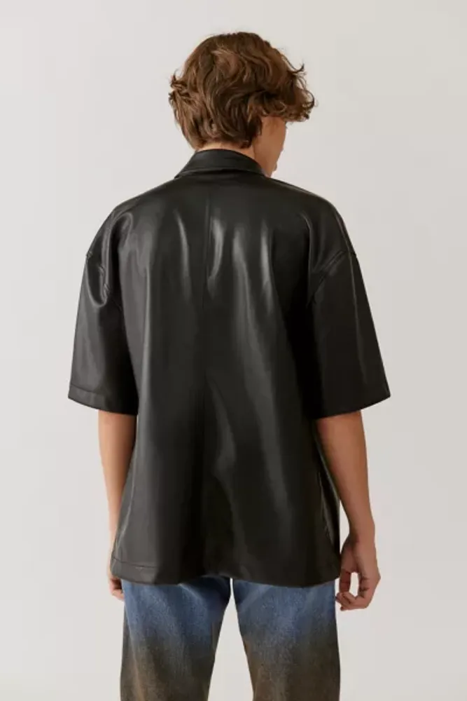 UO Misty Faux Leather Shirt Jacket