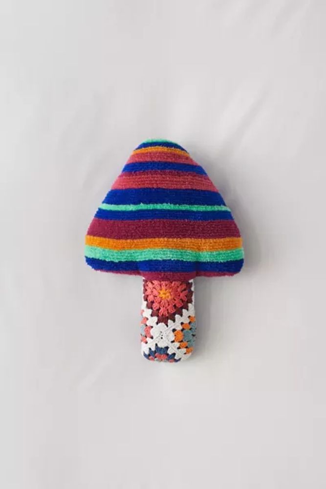Shaped Crochet Mushroom Throw Pillow